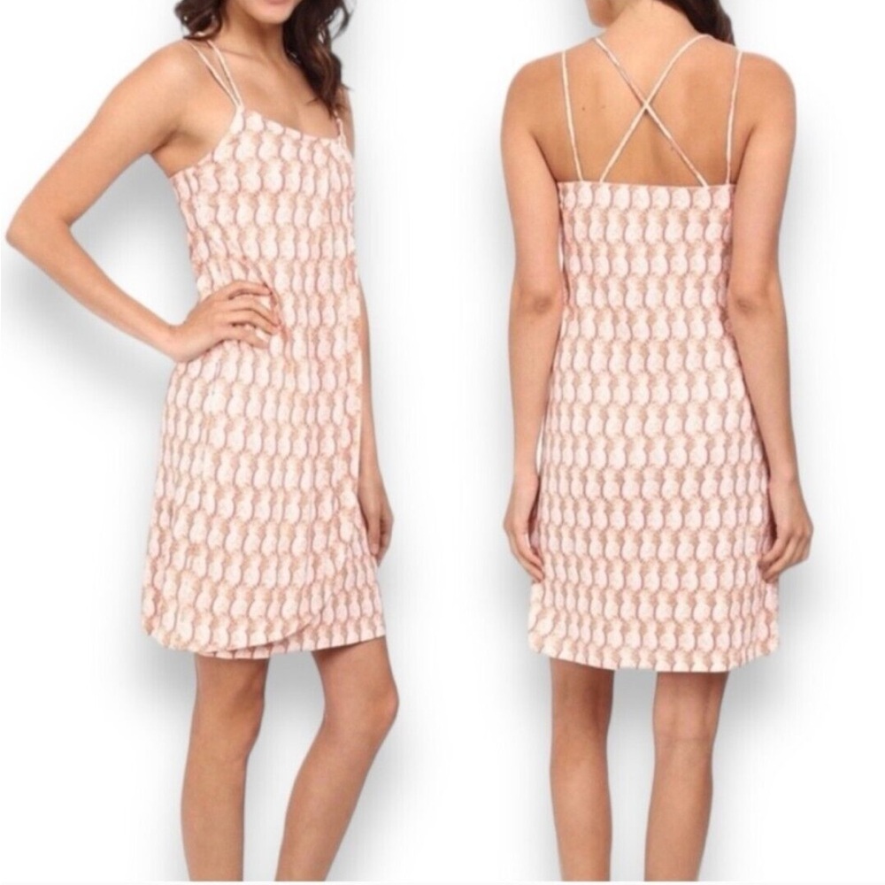 NWOT- Tommy Bahama Pineapple Print Linen Knit Dress Womens Faux Wrap Tank